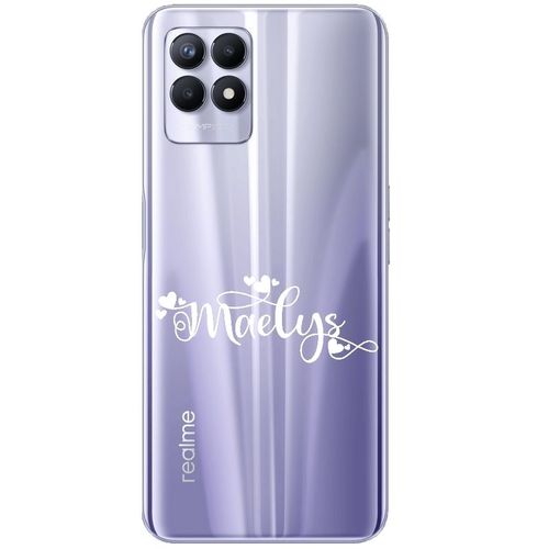 Coque Realme 8i Prenom Police 26 Blanc Et Coeur