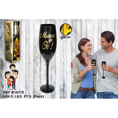 Flute Noire Maman En Or H 24.5 Cm Dans Sa Boite ¿