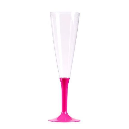 10 Flûtes À Champagne Réutilisables 13cl Pied Fuchsia