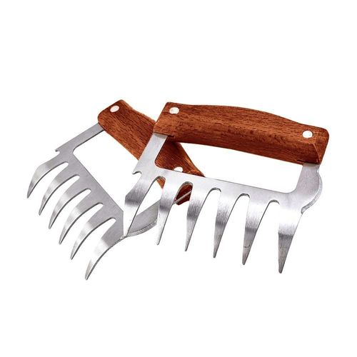 2x Pinces À Viande - Bois Et Acier Inoxydable
