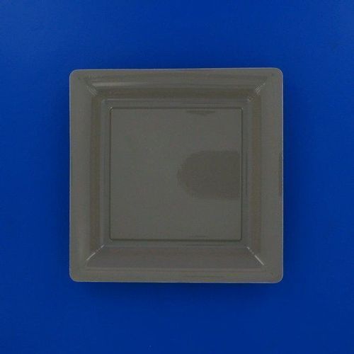 12 Assiettes Plates Carrées Réutilisables 24cm Taupe