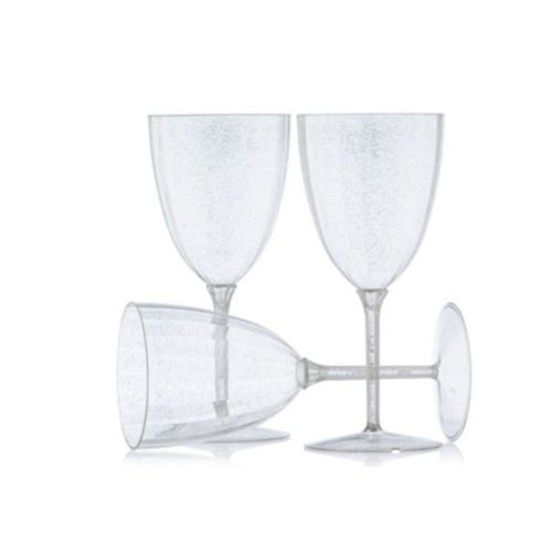 8 Verres À Vin Luxe 200ml - Pailleté Argent