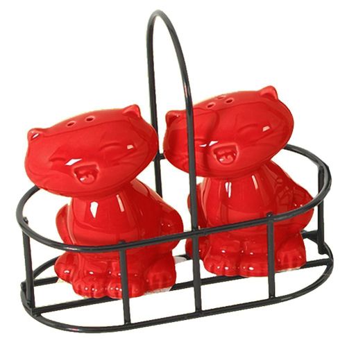 Set Poivre Et Sel Duo De Chats Rouges
