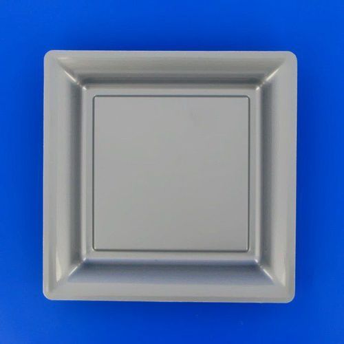 12 Assiettes Plates Carrées Réutilisables 24cm Gris