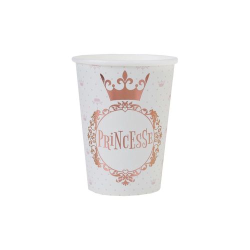 10 Gobelets Carton Couronne Princesse 27cl Rose Gold