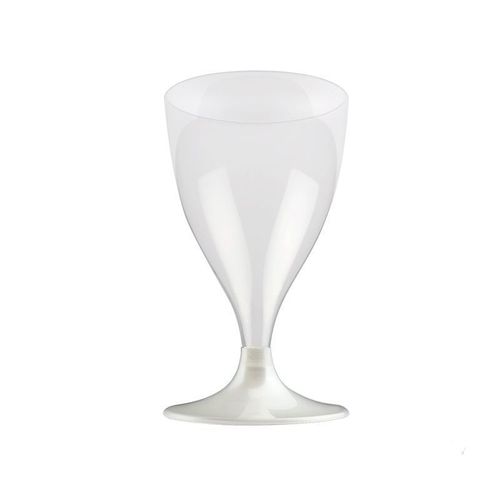 10 Verres À Pied Vin-Eau Blanc Perlé