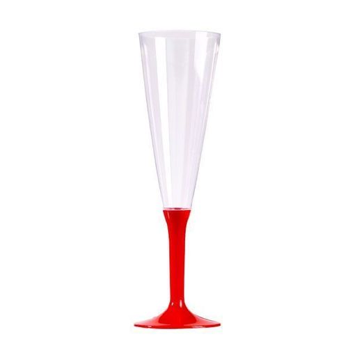 10 Flûtes À Champagne Réutilisables 13cl Pied Rouge