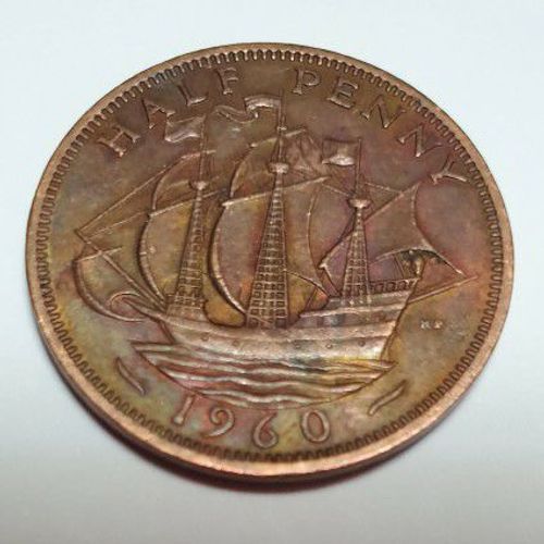 Pièce 1/2 Penny 1960 Elisabeth Ii