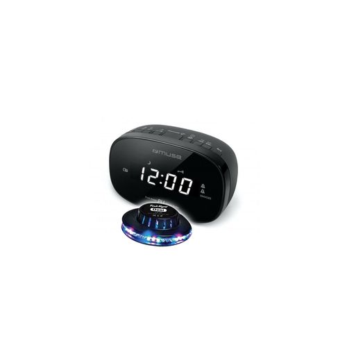 RADIO REVEIL DOUBLE ALARME MUSE M-155-CR - Afficheur blanc - Radio PLL FM - Double alarme - Jeu de lumière Soucoupe OVNI LED