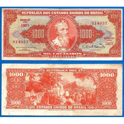 Bresil 1000 Cruzeiros 1963 Estampa 2a Signature 12 Billet Brasil Brazil Amerique