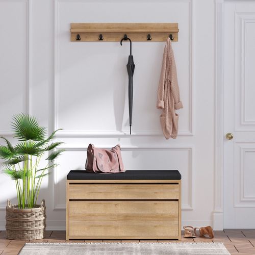 Meuble D'entrée Avec Porte-Manteau Mural Et Coffre De Rangement Larvik
