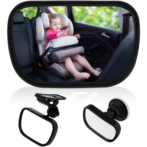 Bébé Vue Arrière Miroir,Miroir Siège Arrière De Bébé, Claire De Vue Avec Une Rotation 360°,Avec Ventouse Et Clip Pour Voiture