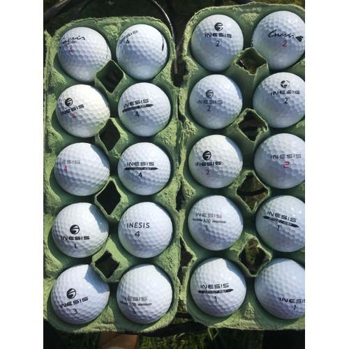 20 Balles De Golf Blanches Inesis Déjà Utilisées