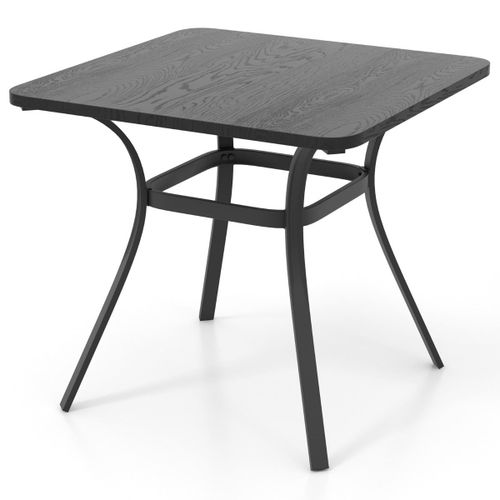 Table De Salle À Manger De Patio En Métal 80 X 80 Cm Table D'appoint Carrée Avec 4 Pieds Incurvés Table D'extérieur Pour 4 Personnes Gris Helloshop26 20_0009437