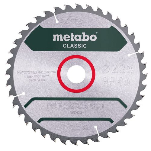 Metabo Lame de scie ""Precision cut wood - Classic"", 235x2,8/2,0x30 Z40 WZ 15° - 628679000
