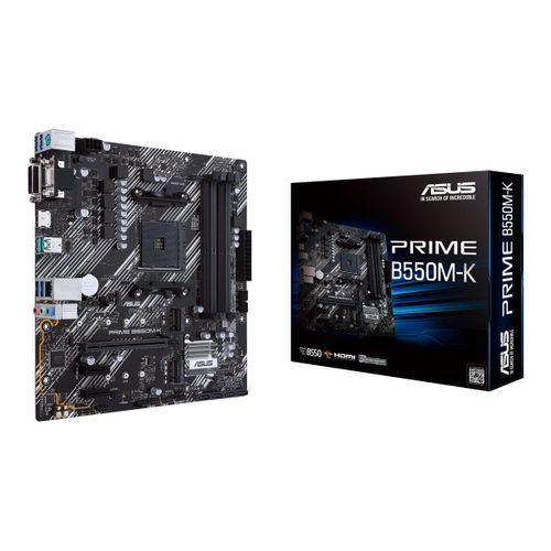 ASUS PRIME B550M-K - Carte-mère - micro ATX - Socket AM4 - AMD B550 Chipset - USB 3.2 Gen 1, USB 3.2 Gen 2 - Gigabit LAN - carte graphique embarquée (unité centrale requise) - audio HD (8 canaux)