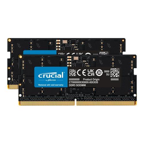 Crucial - DDR5 - kit - 32 Go: 2 x 16 Go - SO DIMM 262 broches - 4800 MHz / PC5-38400 - CL40 - 1.1 V - mémoire sans tampon - non ECC