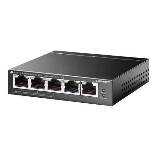 TP-Link TL-SG105PE - Commutateur - Géré - 5 x 10/100/1000 (4 PoE+) - de bureau - PoE+ (65 W)