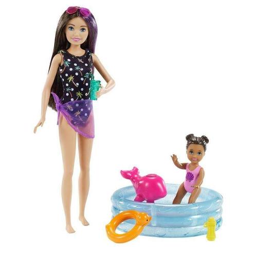 Barbie Famille Coffret Piscine Avec Poupée Skipper Baby-Sitter Mattel Grp40
