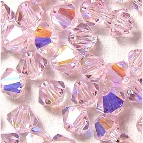 50 Perles Toupies Cristal Swarovski® 4mm Rosaline Ab