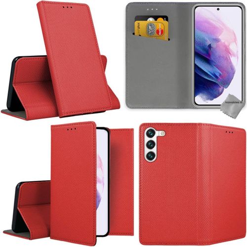 Housse Etui Coque Pochette Portefeuille Pour Oppo Reno 6 5g + Film Ecran - Rouge Magnet