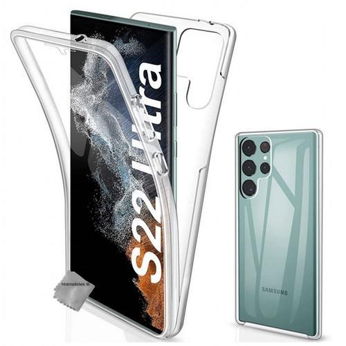 Housse Etui Coque Silicone Gel 360 Integrale Pour Samsung Galaxy S22 Ultra 5g + Film Ecran - Transparent