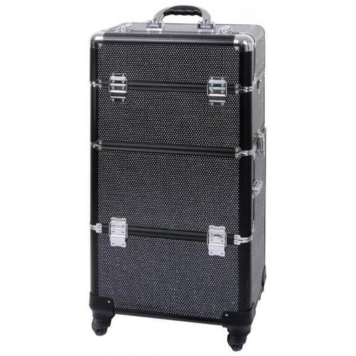 Valise Aluminium Noire & Strass Blancs Parisax Professional 