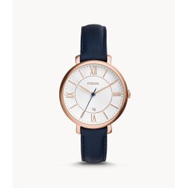 Montre Jacqueline À Trois Aiguilles + Date En Cuir Bleu - Fossil Es3843 - Femmes - Bleu