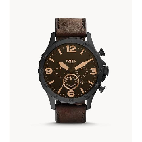 Montre Nate Chronographe En Cuir Marron - Fossil Jr1487 - Homme - Marron