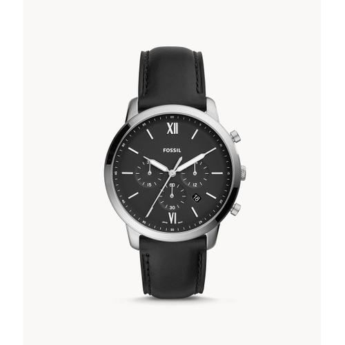 Montre Neutra Chronographe En Cuir Noir - Fossil Fs5452 - Homme - Noir