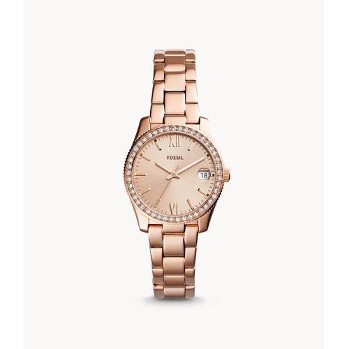 Montre Scarlette À Trois Aiguilles Avec Date En Acier Inoxydable Doré Rose - Fossil Es4318 - Femmes - Doré Rose