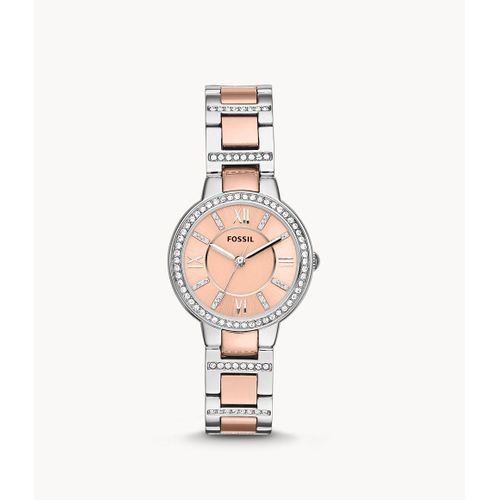 Montre Virginia À Trois Aiguilles En Acier Inoxydable Bicolore - Fossil Es3405 - Femmes - Argenté/Doré Rose