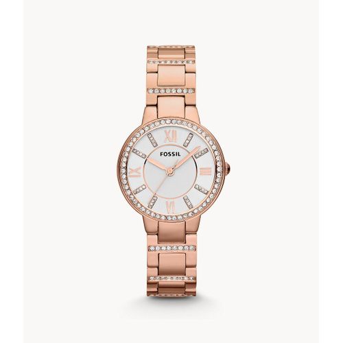 Montre Virginia À Trois Aiguilles En Acier Inoxydable Doré Rose - Fossil Es3284 - Femmes - Doré Rose