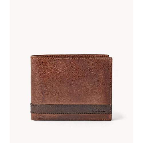 Portefeuille à deux volets Quinn avec grande poche porte-monnaie - Fossil ML3653200 - Homme - Marron