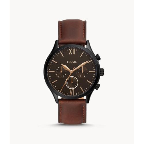 Montre Fenmore Midsize Multifonction En Cuir Brun - Fossil Bq2453 - Homme - Marron