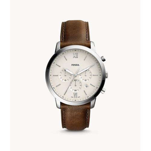 Montre Neutra Chronographe En Cuir Marron - Fossil Fs5380 - Homme - Marron