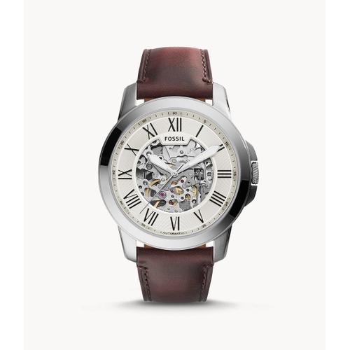 Montre Grant Automatique En Cuir Marron - Fossil Me3099 - Homme - Marron