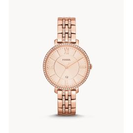 Montre Jacqueline À Trois Aiguilles + Date En Acier Inoxydable Doré Rose - Fossil Es3546 - Femmes - Doré Rose