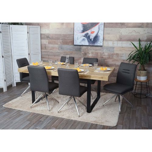 6x Chaise De Salle À Manger Hwc-H70, Chaise De Cuisine Fauteuil Chaise, Tissu/Textile Inox Brossé   Gris-Brun