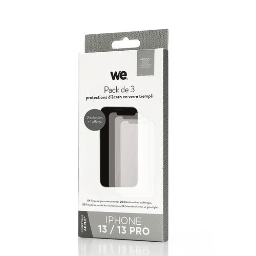 We Pack 3 Verres Trempés Iphone 13 / 13 Pro : 1 Protection Écran - Anti-Rayures - Anti-Bulles D'air - Ultra-Résistant - Dureté 9h Glass