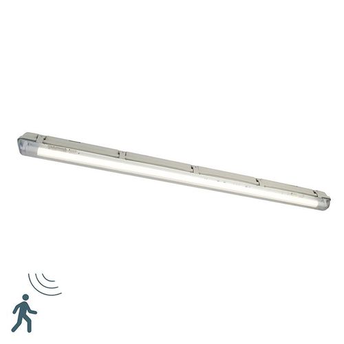 Shada Rétro Luminaire Fluorescent Avec Led 1800 Lm Et Détecteur De Mouvement Ip65 - Base Plastique Gris Oblongue / Extérieur / Jardin / Lumiere / Éclairage G13 Max. 1 X 18 Watt
