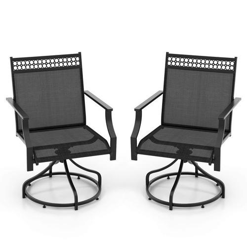 Costway Lot De 2 Chaises De Jardin Pivotants, Chaise En Tissu Avec Accoudoirs, Pour Salle À Manger Cour Bord De Piscine Patio, Gris