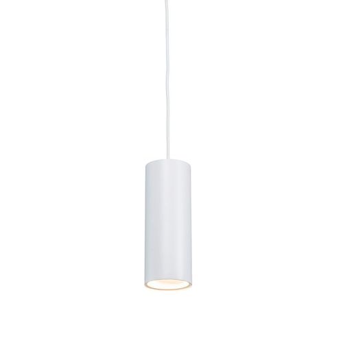 Qazqa Design /Moderne Lampe Suspension / Lustre / Luminaire / Lumiere / Éclairage Blanche - Tubo Aluminium Blanc Cylindre / Intérieur / Salon / Cuisine Gu10 Max. 1 X 50 Watt