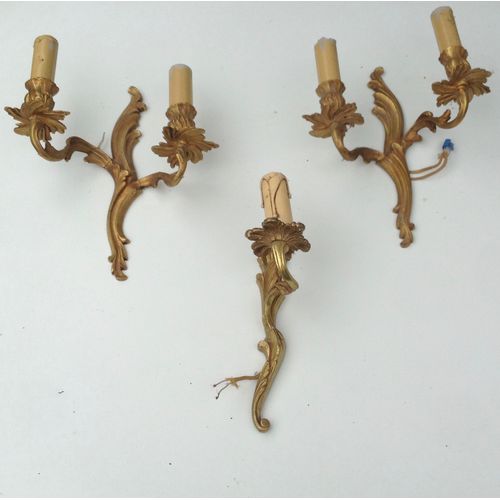 Lot De 3 Appliques En Bronze Dorée Feuille D'or 2 Doubles Une Simple