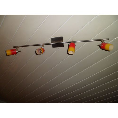 Lustre Moderne Rouge Orangé, 4 Spots Led