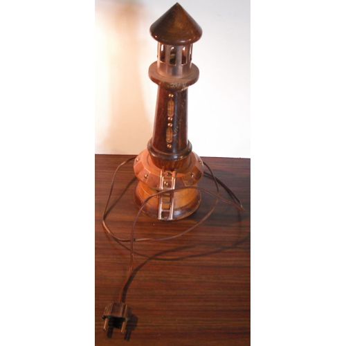 Lampe Phare Bois "Mont St-Michel" Vintage
