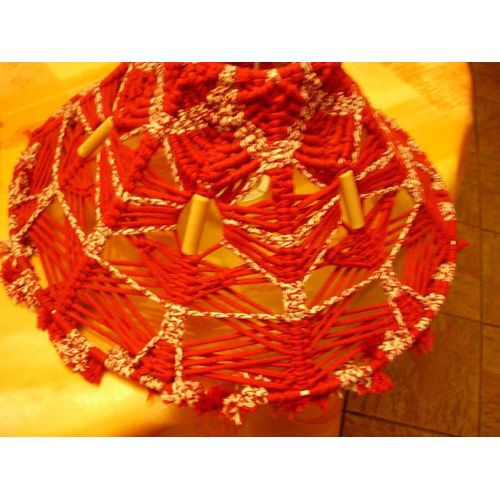 Abat Jour Macramé Rose Et Blanc