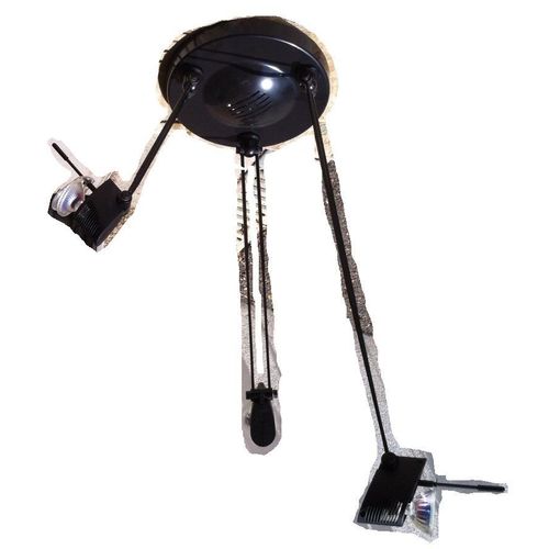 Lustre Plafonnier Noir Avec 3 Spots Sur Bras (3*50w Max)