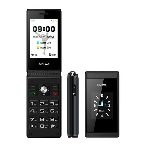 UNIWA X28 2G Téléphone à Rabat Gros Bouton Radio FM 1200mAh Bluetooth Double SIM Noir