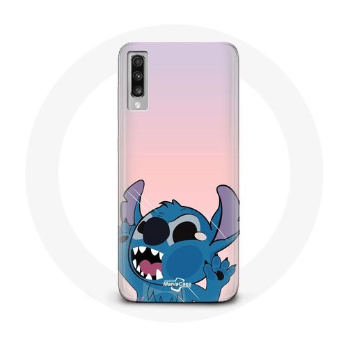 Coque Samsung Galaxy A70 Stitch Le Nez En L'air Fond Rose